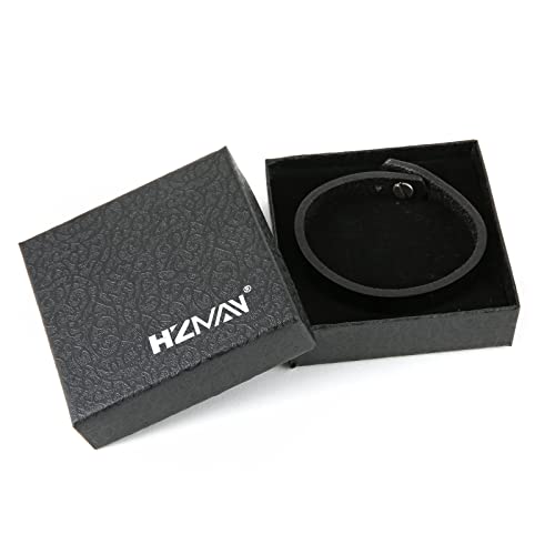 Hzman Adjustable Handmade Leather Cuff Bracelet Steampunk Style Minimalist Leather Wristband (Black) #TOP5