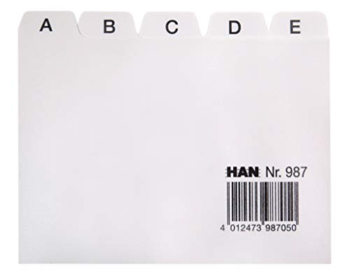 Han 987 - Separadores para cajas (DIN A7, letras A-Z, polipropileno), color gris