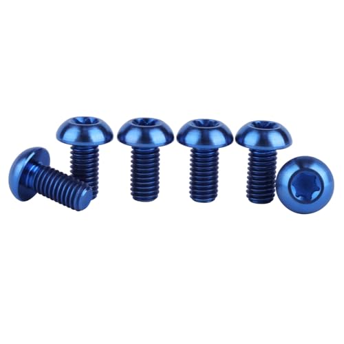 Image of 6PCS Titanium Bike Screw M5x10mm Bicycle Disc Brakes Rotor Bolts Torx T25 Head (Blue)