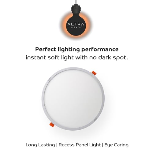 Image of 22W Recessed Round LED Panel Light | Trimless Slim Design | Polycarbonate Downlight for Home & Office False Ceiling Roof, Surface Light | Cool White, White Finish | Pack of 4
