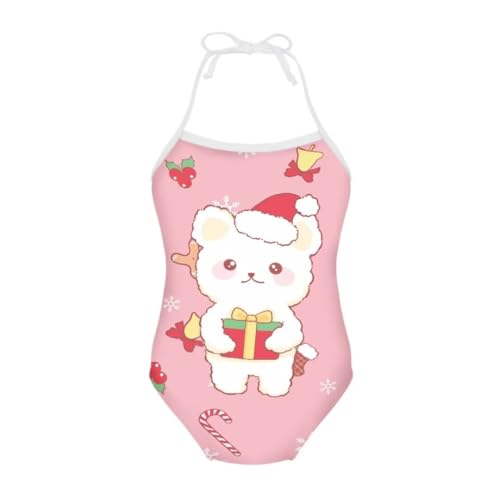 Image of Christmas Kids One-Piece Halter Swimsuits Beach Swimwear Bathing Suit for 3-10 Years Girls