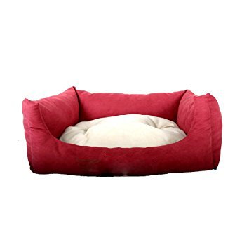 slatters be royal store Rectangular Shape Reversable Dual Red Color Ultra Soft Ethnic Designer Velvet Bed for Dog/Cat (Export Quality) Large Size: 90 * 60 * 20 cm.