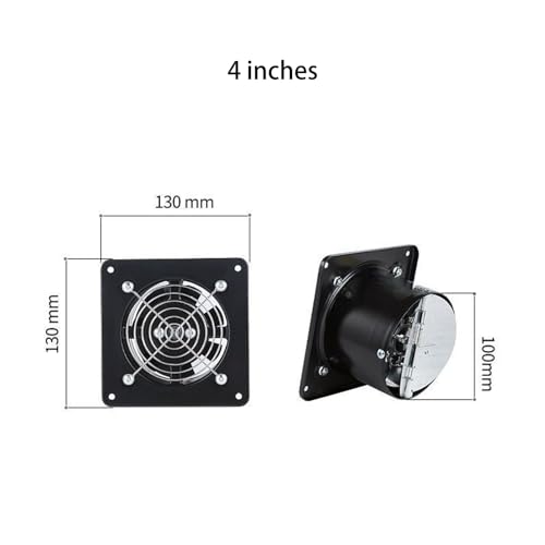 Ventilador de extracción metálico industrial negro, bajo ruido, 220V, 7 pulgadas, instalación sencilla en pared, impermeable, alta velocidad, con compuerta anti-retorno para sótano, ático y taller miniatura 2