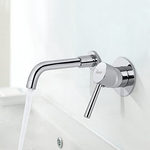 PHASAT Rubinetto per Lavabo a Muro Rubinetto Muro Bagno Rubinetti Parete Miscelatore monocomando per lavabo In Ottone PTBB06C