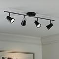 Pro Track 4-Light Heads LED Ceiling Track Light Fixture Kit GU10 Dimmable Directional Adjustable Black Brushed Nickel Finish Metal Modern Kitchen Bathroom Dining Room House Home Decor 32 1/4" Wide