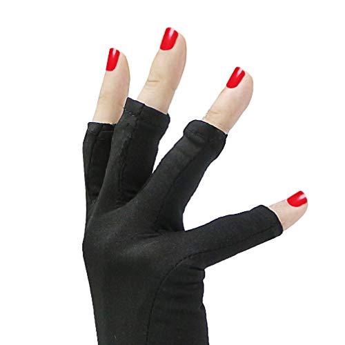 Luwint Elegant Long Fingerless Gloves - UV Protection Nails Gloves for Gel Manicures (Black)2