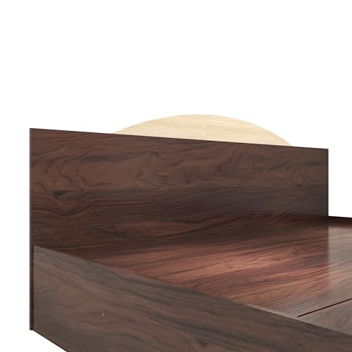 Image of DF2H Bed | 1 Year Warranty | Queen Size, Arisa, Low Seating Height Bed, Non-Woven Fabric Base Walnut Colour (Melamine Finish)