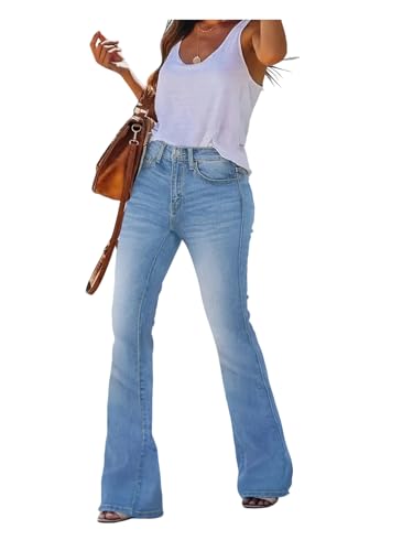 Plus Size Flare Jeans for Curvy Women Stretchy High Waist Baggy Jean Wide Leg Bootcut Bell Denim Pants2