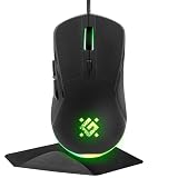 Defender Arga GM-049 - Gaming Maus kabelgebunden, RGB-Beleuchtung, 4 DPI-Stufen 1200–3600, 5 programmierbare Tasten, ergonomisch, optischer Sensor, beleuchtetes Scrollrad, inkl. Mauspad