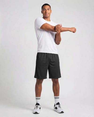 Image of Real Essentials 5 Pack: Men's 9 inch Mesh Shorts - Athletic Gym, Workout, Basketball, Running, Casual Lounge Activewear Pockets