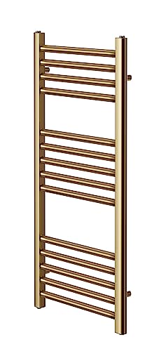 Greened House Radiateur porte-serviettes en laiton brossé, 300 mm de large x 800 mm de hauteur, plat