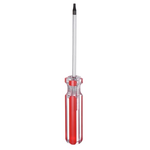 sourcing map Magnetic Torx Screwdriver 4x78mm Rod T10 Steel Star 6 Point Head Screw Driver with Non-Slip Handle for Appliances Repair Improvement, Red
