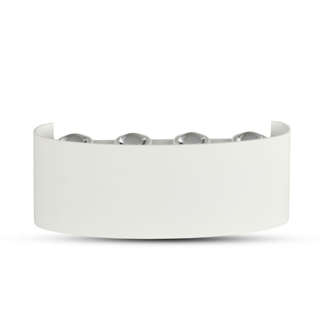 LEDLUX LD8617 Applique Led Da Parete 8W 8X1W Carcassa Bianca Doppio Illuminazione Up-Down e Indiretto Con Angolo Luce 150 Gradi IP54 Interno Esterno (Bianco Caldo 3000K)