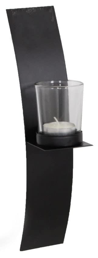 Novaliv 4 x wandkaarsenhouder, vintage, metaal met glas, 12,5 x 36,5 x