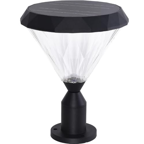 Black Solar Post Outdoor Light with Pier Mount Street Lighting Remote Control Fence Lamp for Garden Balcony Entryway