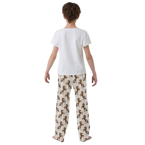 Horse Roar Boys Long Pants Soft Trousers Elastic Waist Kids Lounge Bottoms with Pockets S-XL3