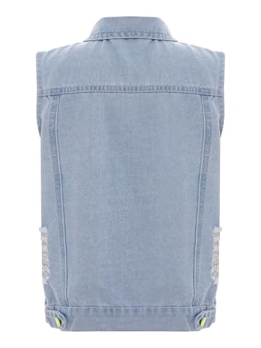 easyforever Kids Boys Ripped Denim Vest Turn-Down Collar Sleeveless Jean Jacket Waistcoat Tops Outerwear with Pockets2