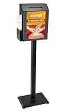 Krimocy Floor Standing Offering Box, Suggestion Box with Stand, Heavy Duty Metal Locking Ballot Box Collection for Voting Contest Charity Donation Church Election