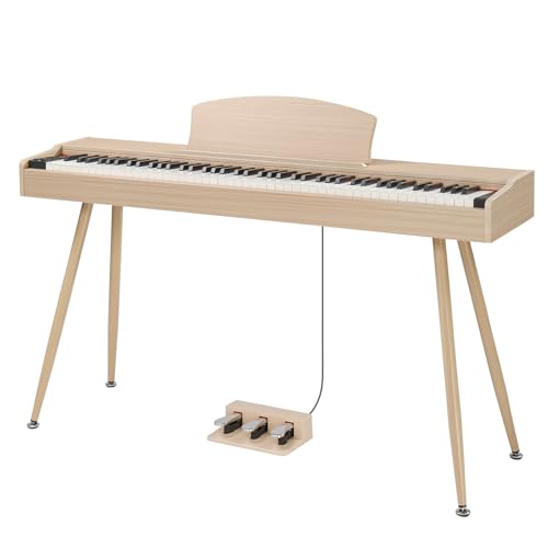 LEADZM 88 Tasten Digitalpiano mit Ständer, Voll Gewichtete Tastatur, E-Piano mit 3 Pedalen, 2 Bluetooth-Systeme, für Anfänger Geeignet, Holzfarbe LEADZM 88 Tasten Digitalpiano mit Ständer, Voll Gewichtete Tastatur, E-Piano mit 3 Pedalen, 2 Bluetooth-Systeme, für Anfänger Geeignet, Holzfarbe