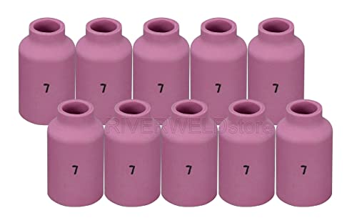 Riverweld Tig Lente A Gas Ugello Di Allumina Tazze Di Ceramica 54N15 (#7 D11,0 X 42 Mm) Per Wp 17 18 26 Tig Torcia Per Saldatura 10 Pz