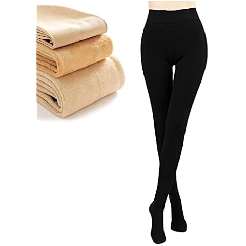 Lioncool Women Fake Translucent Nude Tights Fleece, Flawless Legs Fake Translucent Warm Fleece Nude Tights (Black-A,300g) Cover