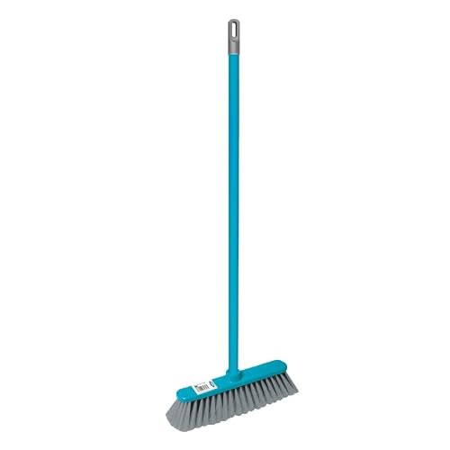 homeshopa.com Sweeping Broom Brush, Floor Scrubbing Brush with Long Handle, Stiff Bristle Cleaning Scrubbing Brush for Kitchen/Bathroom, Deck, Patio, Laminate, Vinyl or Wooden Floor (Blue)