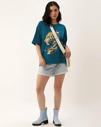 Image of AUSK Oversized T-Shirts || Printed Half Sleeve Tshirt for Womens
