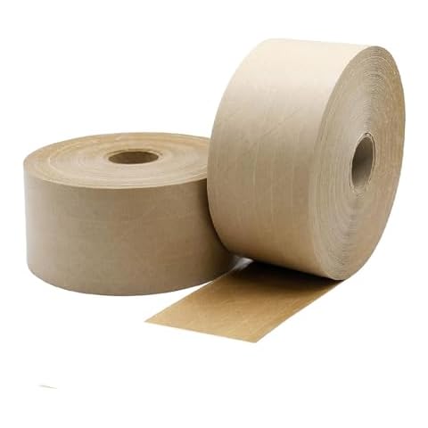 PackagingSuppliesByMail PSBM Water Activated Tape, 3 Inch x 450 Feet, 10 Pack, Fiberglass Reinforced Gummed Kraft Tape [Heavy Duty] Cover