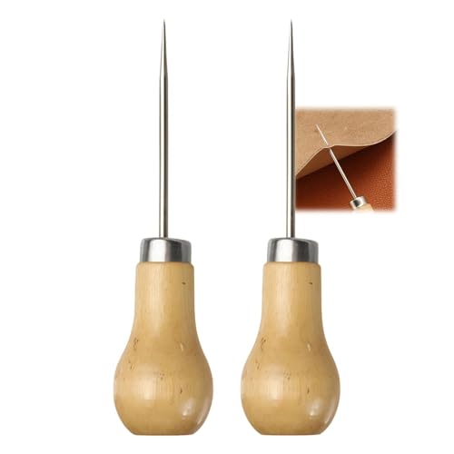 Image of 2Pcs Bradawl Awl Tool 100mm with Wooden Handle, Durable Bradawl Tool for Carpenters Tools, Leather Craft, Sewing, Carpentry, Shoe and Carpet Repair