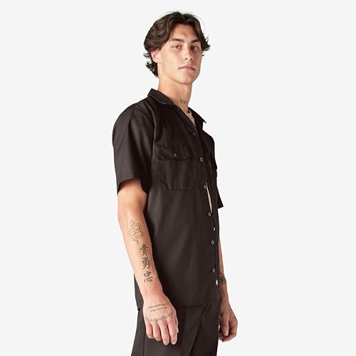 Image of Dickies Men's Short Sleeve Work Shirt - Durable Twill Button Down Shirts for Men, Lightweight Uniform for Daily Wear