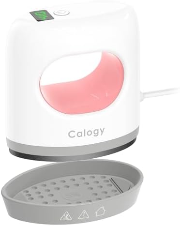 Calogy Super Mini Heat Press Machine, Max 410℉ & 4 Heating Setting with LED Display, Mini Iron for Crafting with Precision Tip, Easy for Small Objects Like Shoes, Stuffed Animals, Hats (White Pink)