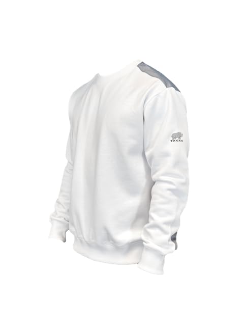 Sweat Workwear à Col Rond - Vetement de Travail avec Bandes Renforcées - Sweatshirt Peintres - Pull de Travail Blanc