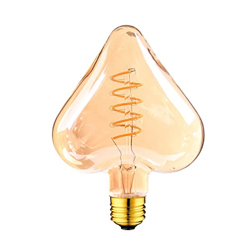 LEDSone Decorative Vintage LED Light Bulb E27 Spiral Non Dimmable T45 T185 ST64 G95 G125 Spiral Filament Amber Glass Warm White Bulbs Retro E27 Screw Bulb