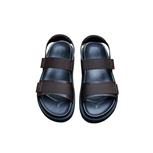 Sandalias de cuero for hombre, zapatillas cómodas y zapatos casuales con empeine top layer