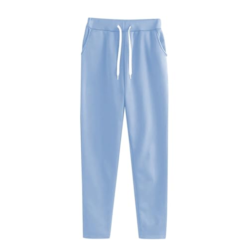 Pantalones deportivos para mujer, cintura alta, elásticos, color sólido, con cordón, pierna recta, pantalones deportivos cálidos para invierno, pantalones deportivos para otoño, pantalones casuales