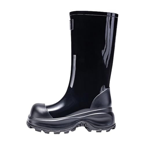Botas altas de goma para mujer, elegantes, impermeables, para uso diario, zapatos de goma, Negro , 36.5 EU