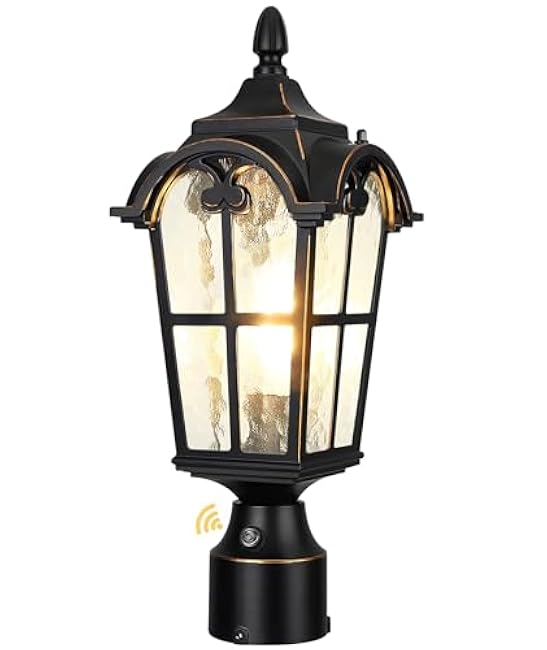 Dusk to Dawn Outdoor Post Lights,Black Waterproof Lamp Post Light Fixture, Aluminum Lamp Posts Outdoor Lighting Pole Lantern for Outside Yard Patio Pathway Garden Deck, Hard Wired