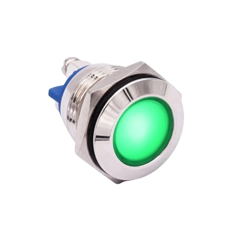 Piloto indicador LED de 16mm verde 3V a 6V con terminal de tornillo para cuadro eléctrico