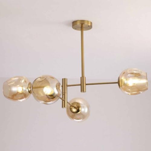 Nueva lámpara de araña Comercial Moderna Bola de Cristal E27 Globo del Norte de Europa Colgante de Cristal para el vestíbulo del Hotel para el salón Comedor Oro diseño único Hierro