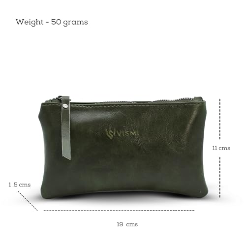 Image of VISMIINTREND Flat PU Pencil Pouch for Boys & Girls | Large Stationery Organizer & Pen Case for School, College, Kids, Students (Green)