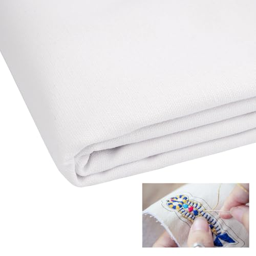 2 Piezas Tela de Bordado de Punto de Cruz, 50 x 70 cm Tela para Bordar a Mano, Blanco Tela Lino de Algodón Natural, Tela de Punto de Cruz de Costura, para Manualidades de Bordado, Decoración