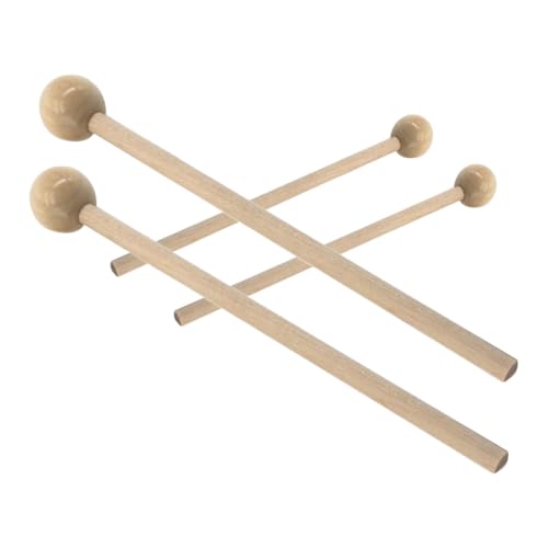 Par de baquetas de madera con cabeza redonda beige miniatura 1