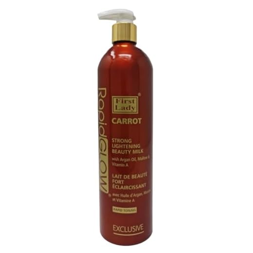 Rapid Glow Carrot Strong Skin Brightening Beauty Lotion für Hand und Körper, mit Argan, Malve, Vitamin A, Kojisäure, dunklen Flecken, Melanin, Hyperpigmentierung, 500 ml