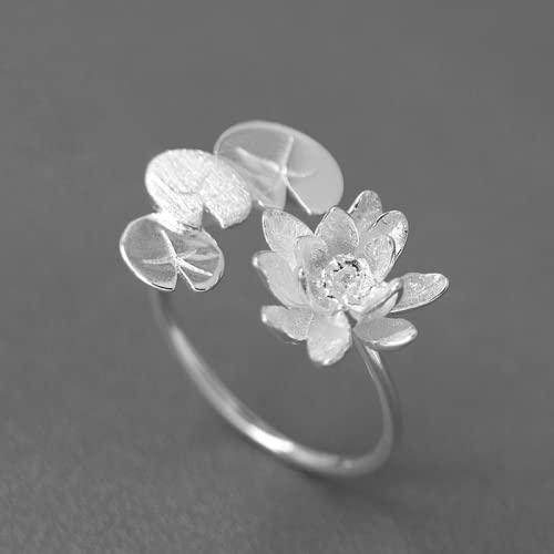 Bague ajustable nénuphar en style vintage pour femme