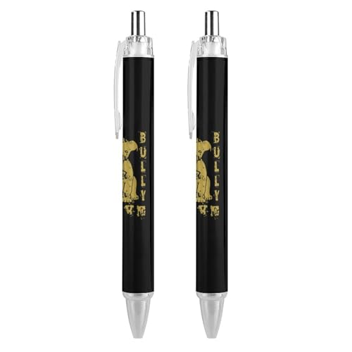 Peace Love Pit Bull Fashion Retractable Ballpoint Pens Black Ink Smooth Writing Silent Click Pen 2 PCS