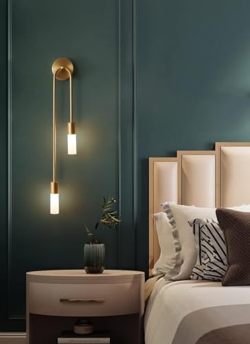 Image of Nautical Art Home Decor Instruments Metal Gold Finish 2 Tube Wall Lamp LED Lights - Warm White /Pack of 2 Full Brass Light