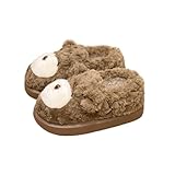 Zapatillas Pantuflas de casa con diseño de oso de dibujos animados kawaii for mujer y hombre, lindas zapatillas de peluche for interior y exterior, cálidas y peludas for invierno. Casa(Bruin,39 EU)
