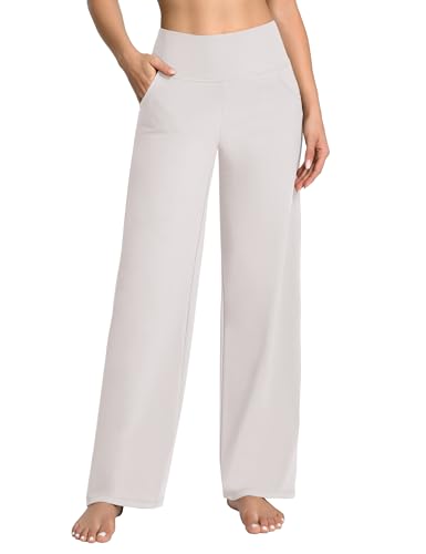 Image of BUBBLELIME Women High Waist Wide Legs Yoga Pants Loose Sweatpants Pockets | 29 inch /31 inch /33 inch /35 inch /37 inchInseam,2 Styles / Dress /Basic,Lounge,Comfy,Stretch Casual Work
