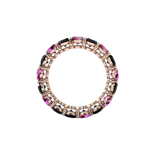 Oval Shape Stone Vintage Pink Tourmaline Eternity Band 925 Sterling Silver Black Onyx Eternity Wedding Ring Art Deco Cluster Multi Gemstone Band For Women3