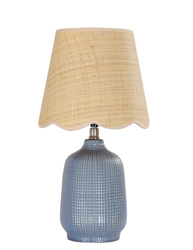 Pia Ricco 19' Modern Ceramic Table Lamp for Living Room Gray Blue Base Desk Lamps for Bedroom...